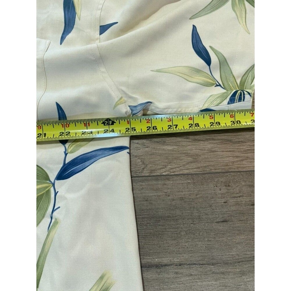 Bamboo Cay Tropical Hawaiian Camp Shirt Bamboo Tree Silk Ivory Mens Size L - Picture 7 of 7